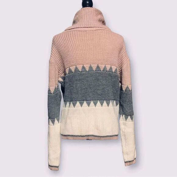 Pink Lily Turtleneck Color Block knit Pullover‎ Sweater Medium - Picture 3 of 9